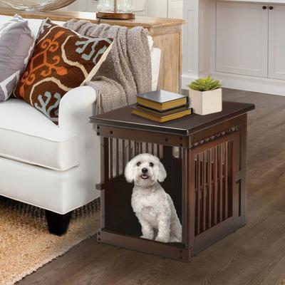 Show full view: Richell Wooden End Table Dog Crate, Dark Brown, Small slide 5 of 5