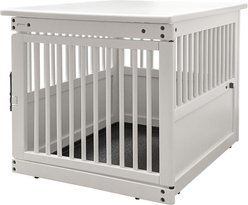 Richell Wooden End Table Dog Crate, White, Medium