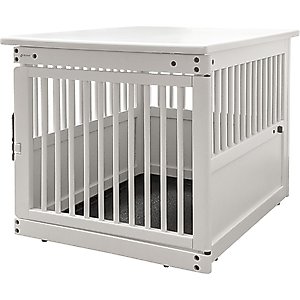 Richell Wooden End Table Dog Crate, White, Medium