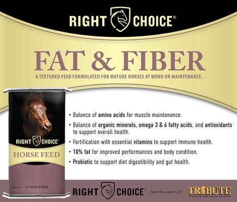 Show full view: Right Choice Fat & Fiber Textured Horse Feed, 50-lb bag slide 2 of 4