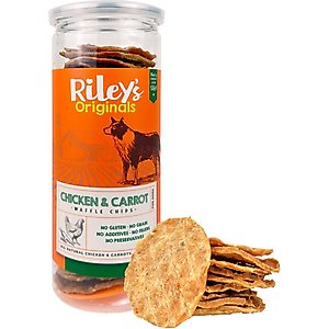 Riley's All Natural Waffles Chicken & Carrot Chips Flavored Jerky Dog Treats, 6-oz bag