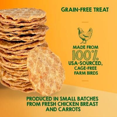 Show full view: Riley's All Natural Waffles Chicken & Carrot Chips Flavored Jerky Dog Treats, 6-oz bag slide 3 of 6