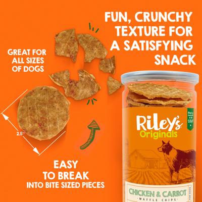 Show full view: Riley's All Natural Waffles Chicken & Carrot Chips Flavored Jerky Dog Treats, 6-oz bag slide 4 of 6