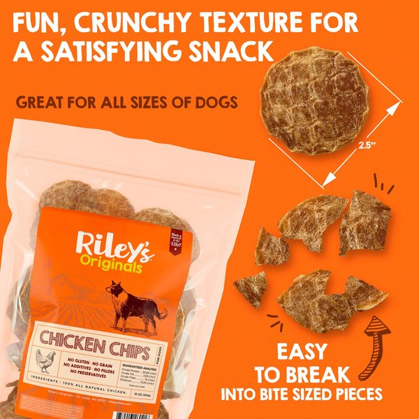 Riley's All Natural Waffles Chicken Chips Flavored Jerky Dog Treats, 16-oz bag