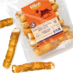 Riley's Chicken Wrapped Beef Hide Natural Dog Chew Treats, Medium, 12 count