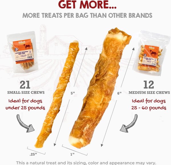 Riley's Chicken Wrapped Beef Hide Natural Dog Chew Treats, Small, 21 count