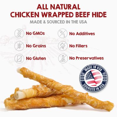 Show full view: Riley's Chicken Wrapped Beef Hide Natural Dog Chew Treats, Small, 21 count slide 3 of 9