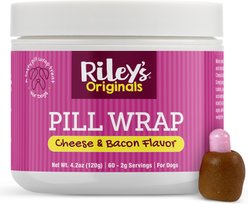 Riley's Delicious Cheese & Bacon Flavored Pill Wrap Dog Treat, 4.2-oz jar