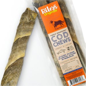 Riley's Icelandic Cod Skin Sticks 10-inch Natural Dog Chew Treats, 2 count