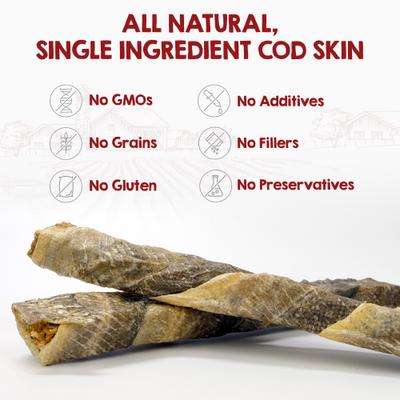 Show full view: Riley's Icelandic Cod Skin Sticks 10-inch Natural Dog Chew Treats, 2 count slide 3 of 9