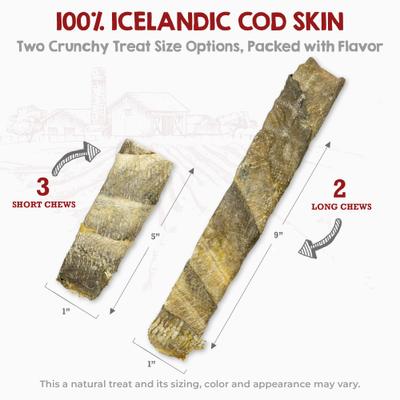 Show full view: Riley's Icelandic Cod Skin Sticks 5-inch Natural Dog Chew Treats, 3 count slide 5 of 9