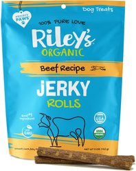Riley's Jerky Rolls Beef Recipe Dog Treats, 5-oz pouch