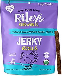 Riley's Jerky Rolls Turkey & Sweet Potato Dog Treats, 5-oz pouch