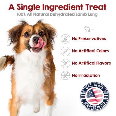 Show full view: Riley's Lamb Lung Dehydrated Dog Treats, 6-oz bag slide 3 of 9