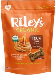 Riley's Peanut Butter & Molasses Recipe Biscuit Dog Treat, 5-oz bag, Large