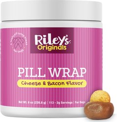 Riley's Pill Paste Cheese & Bacon Flavor Soft & Chewy Dog & Cat Treats, 8-oz tub