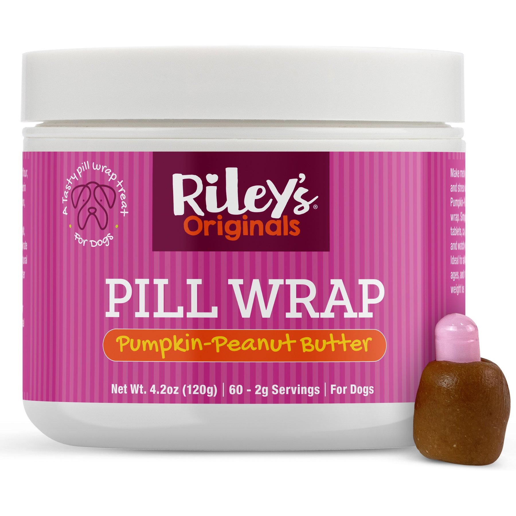 Riley's Pill Paste Pumpkin Flavor Soft & Chewy Dog Treats, 4.2-oz tub