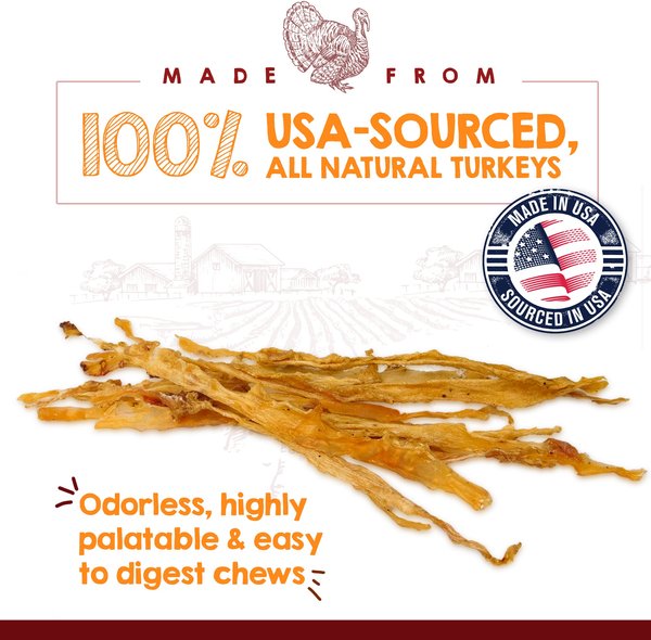 Show full view: Riley's Turkey Tendons Natural Dog Chew Treats, 4-oz bag slide 3 of 8