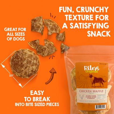 Show full view: Riley's Waffles Chicken Chips Dehydrated Chicken Dog Treats, 6-oz bag slide 4 of 6