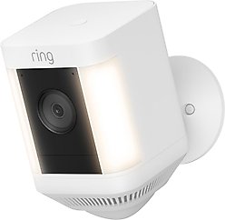 Ring Spotlight Cam Plus Battery Outdoor WiFi Pet Camera, White