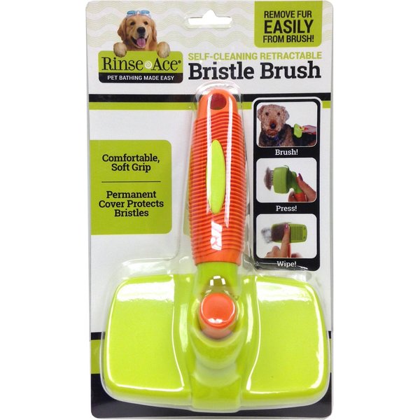 Rinse Ace Self-Cleaning Retractable Bristle Pet Brush