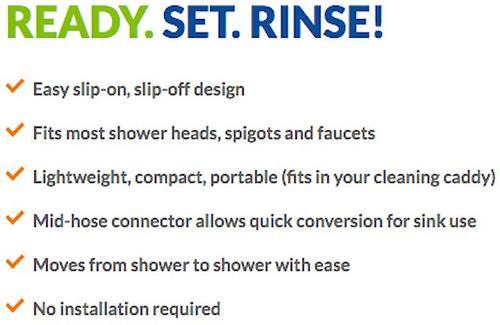 Show full view: Rinseroo Bathe Anywhere Pet Rinser Hose Attachment, 6-ft, Blue slide 3 of 13