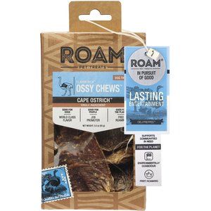 Roam Ossy Chews Cape Ostrich Dog Treats, 3-oz pouch