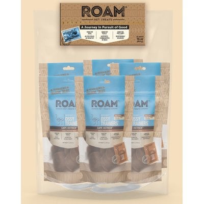 Roam Roam Ossy Trainers Premium Jerky Ostrich Dog Treats, 1-lb bag