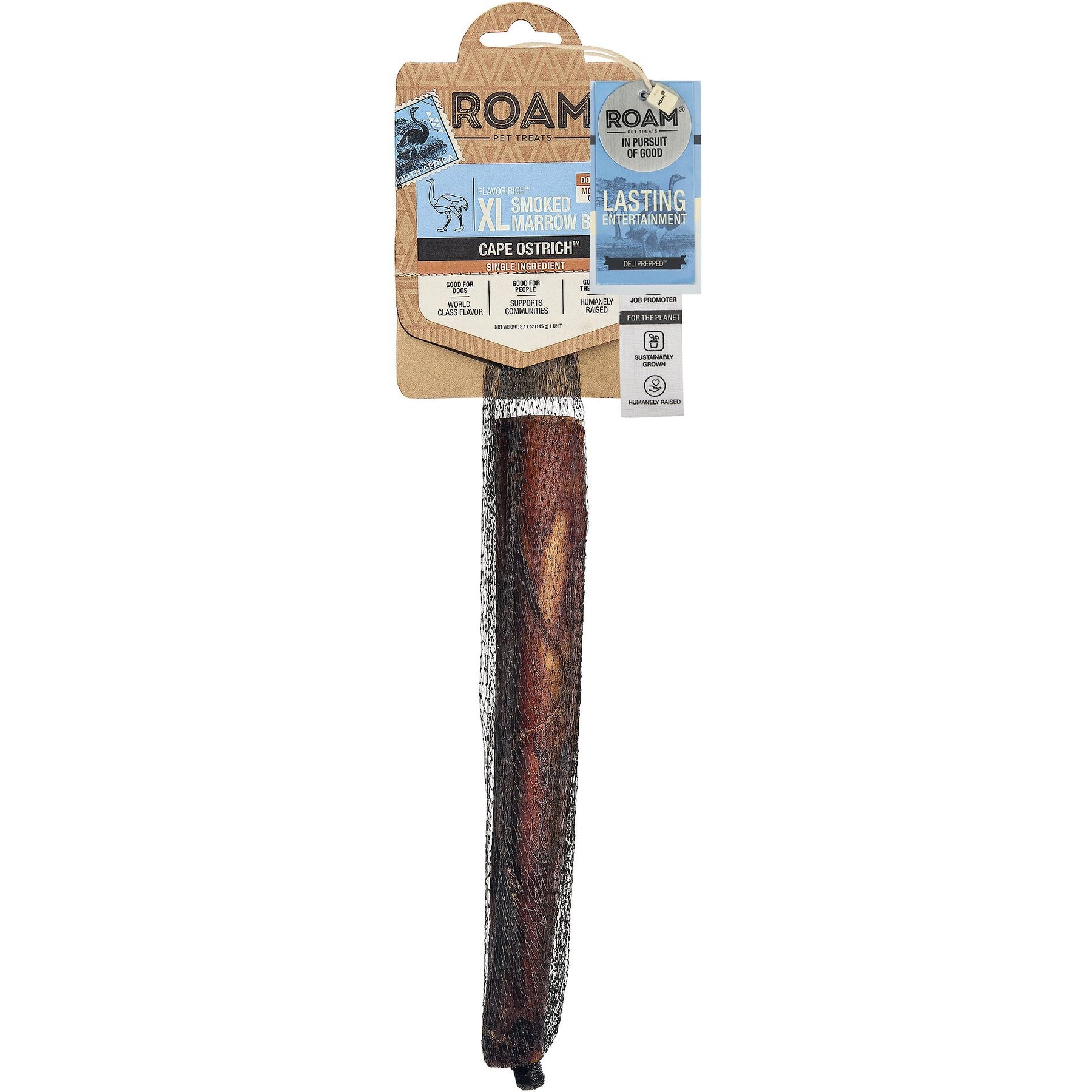 Roam Smoked Marrow Cape Ostrich XL Bone Dog Treats, 1 count