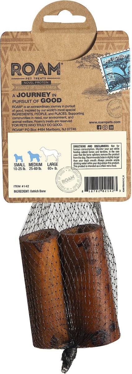 Roam Smoked Marrow Cape Ostrich XL Bone Dog Treats