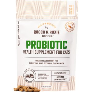Rocco & Roxie Supply Co. Chicken Flavored Digestive Aid Probiotic Chew Supplement for Cats, 3.7-oz bag