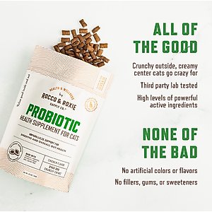Rocco & Roxie Supply Co. Chicken Flavored Digestive Aid Probiotic Chew Supplement for Cats, 3.7-oz bag
