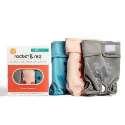 Rocket & Rex Reusable Leakproof Dog Diapers, Medium, 3 count