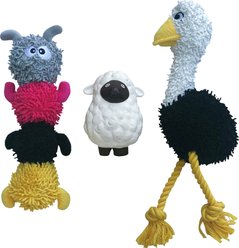 Rocket & Rex Squeakers, Rope & Plush Dog Toy Gift Set, 3 count