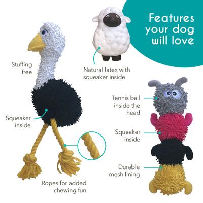 Show full view: Rocket & Rex Squeakers, Rope & Plush Dog Toy Gift Set, 3 count slide 4 of 10