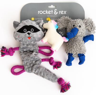 Show full view: Rocket & Rex Squeakers Stuffing-Free Rope & Plush Dog Toy Gift Set, 3 count slide 2 of 9