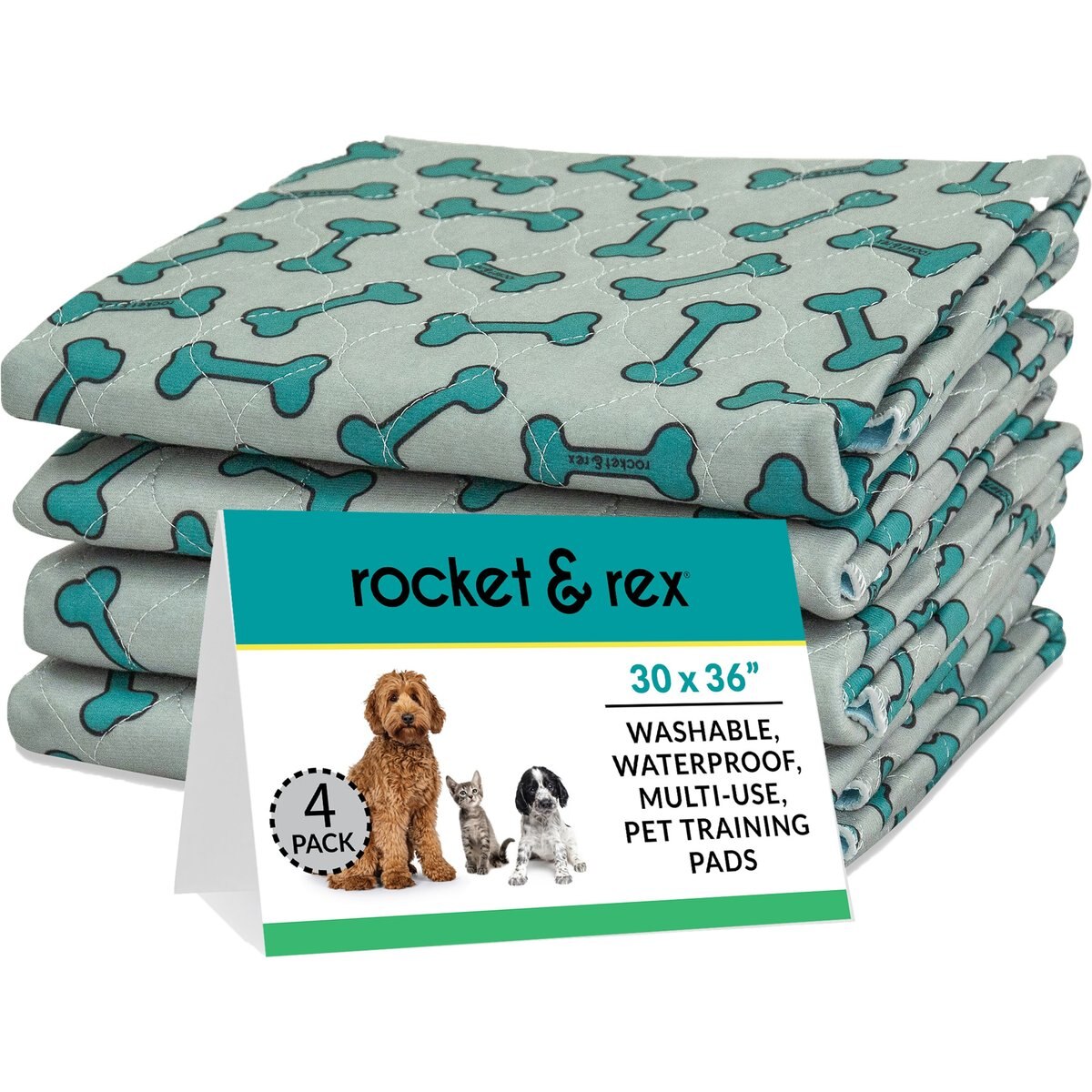 Rocket & Rex Washable Puppy Training Pads, Large: 36 x 30-in, 4 count, Unscented