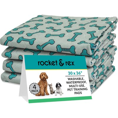 Rocket & Rex Rocket & Rex Washable Puppy Training Pads, Large: 36 x 30-in, 4 count, Unscented