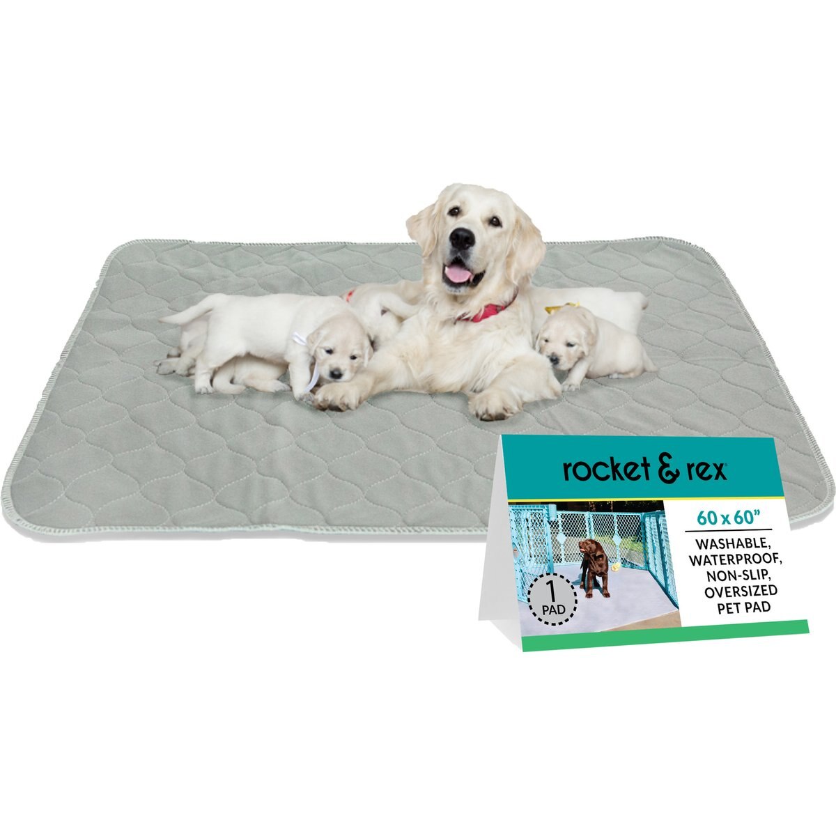 Rocket & Rex Washable Puppy Training Pads, X-Large: 60 x 60-in