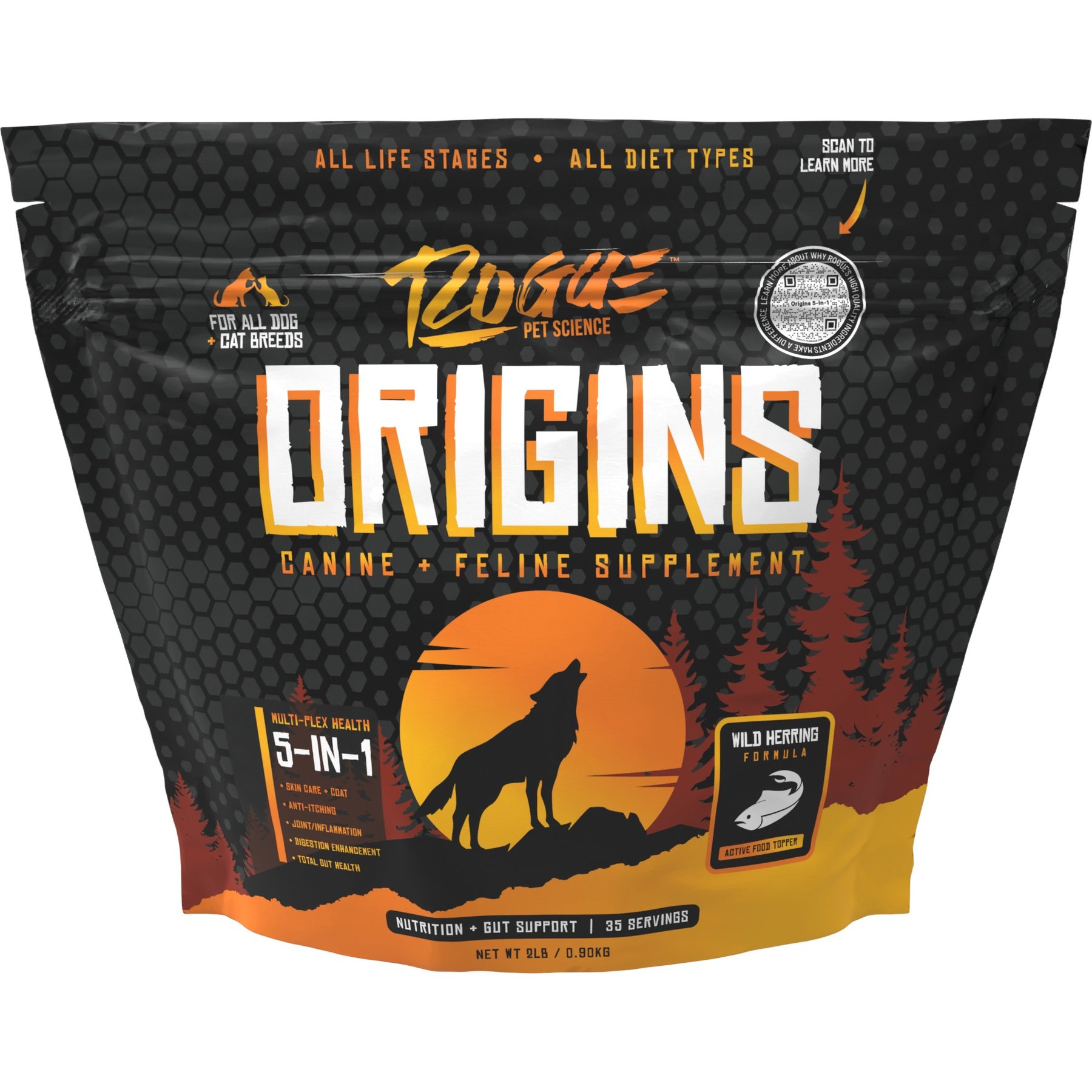 Rogue Pet Science Origins 5 in 1 Multi-Plex Support Dog & Cat Supplement, 2-lb bag