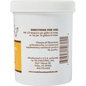 Rooster Booster Vitamins & Electrolytes Lacto Bacillus Poultry Supplement 8-oz jar