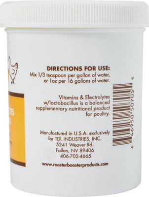 Show full view: Rooster Booster Vitamins & Electrolytes Lacto Bacillus Poultry Supplement 8-oz jar slide 4 of 6