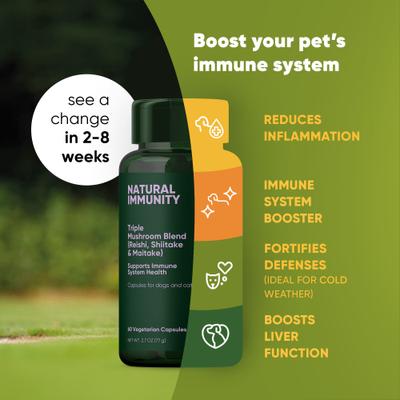 Show full view: Rooted Owl Natural Immunity Vegan Capsules Supplement with Triple Mushroom Blend for Dogs & Cats, 60 count slide 4 of 12