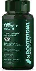 Rooted Owl Natural Joint & Muscle Health Capsules Supplement for Cats & Small Dogs with UC-II Collagen, 30 count