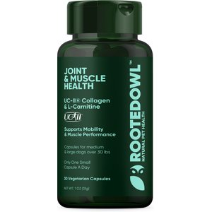 Rooted Owl Natural Joint & Muscle Health Capsules Supplement for Medium & Large Dogs with UC-II Collagen, 30 count