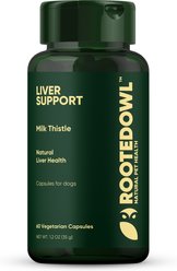 Rooted Owl Natural Liver Support Vegan Capsules Supplement with Milk Thistle for Dogs, 60 count