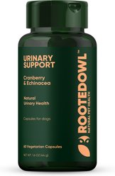 Rooted Owl Natural Urinary Support Vegan Capsules Supplement with Cranberry for Dogs, 60 count