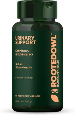 Show full view: Rooted Owl Natural Urinary Support Vegan Capsules Supplement with Cranberry for Dogs, 60 count slide 1 of 12