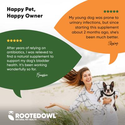 Show full view: Rooted Owl Natural Urinary Support Vegan Capsules Supplement with Cranberry for Dogs, 60 count slide 8 of 12