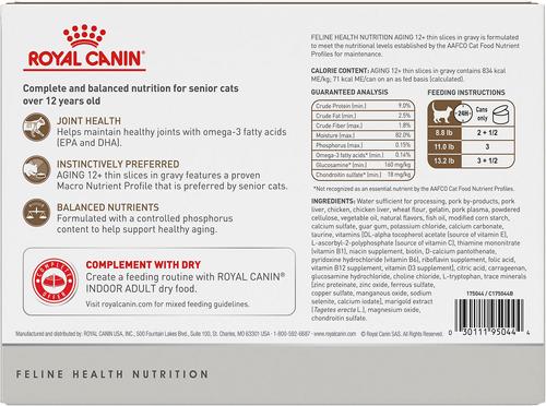 Show full view: Royal Canin Aging 12+ Thin Slices in Gravy Wet Cat Food, 3-oz, case of 12 slide 3 of 11